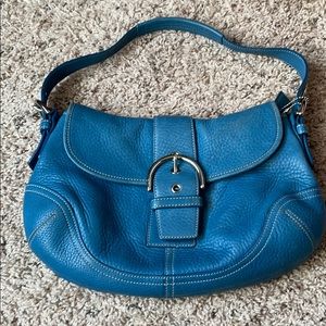 Coach blue leather handbag